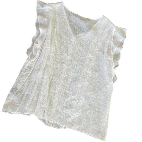 ZAC & RACHEL White Flutter Sleeve Crochet Contemporary Casual Shirt Size XL - Picture 4 of 13